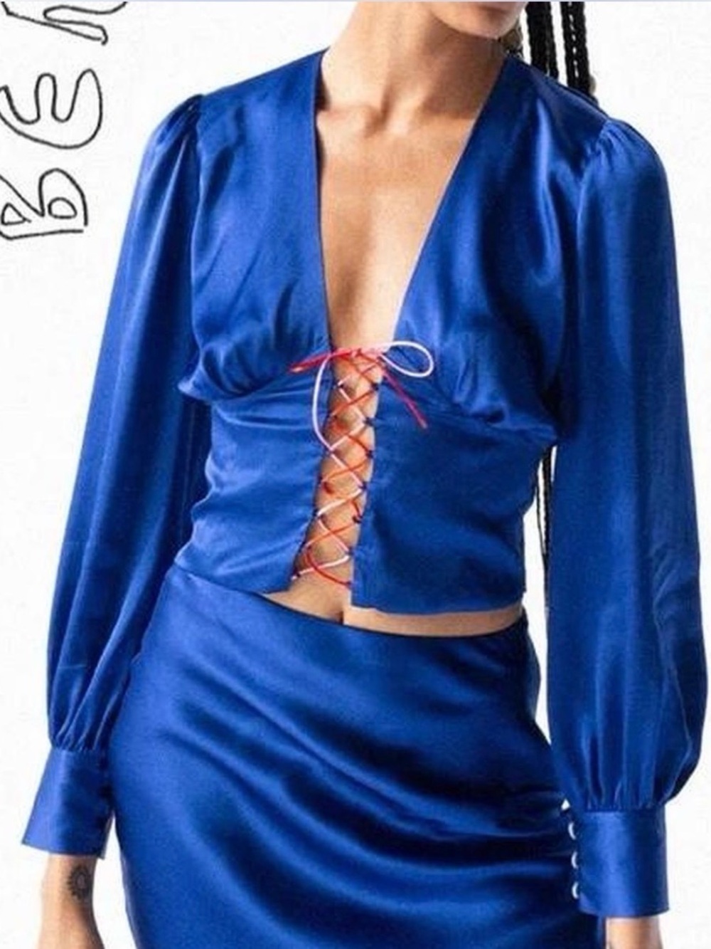 Realisation Par x Elton John Bennie Blouse in Blue Sz XL